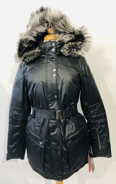 Spyder Damen Winterjacke Dulce Jacket Gr. 36 / S Schwarz Echtfellbesatz Skiparka
