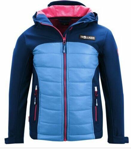 Trollkids Kinder Hybrid Softshell Jacke Lysefjord, Marineblau/Magenta, Gr&ouml;&szlig;e 92