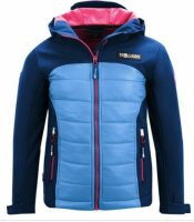 Trollkids Kinder Hybrid Softshell Jacke Lysefjord, Marineblau/Magenta, Gr&ouml;&szlig;e 92