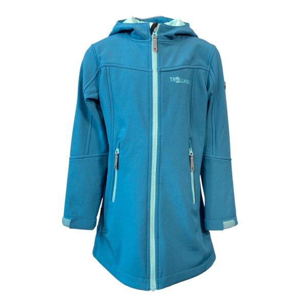 Trollkids M&auml;dchen Girls Lillesand Coat / Softshell Mantel Gr. 128 Petrol