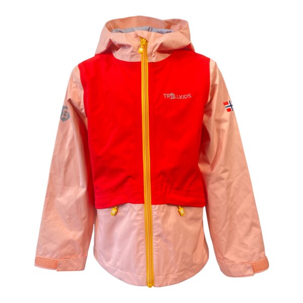 Trollkids Girls Gjende Jacket / Regenjacke Gr. 128 Lachs / Dahlia
